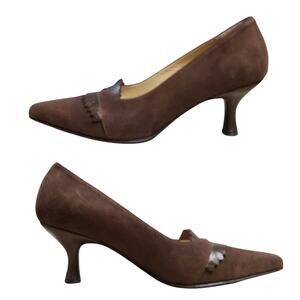 Gucci Signoria Brown Suede Princess Heel Pointed Toe Pumps Shoes 6